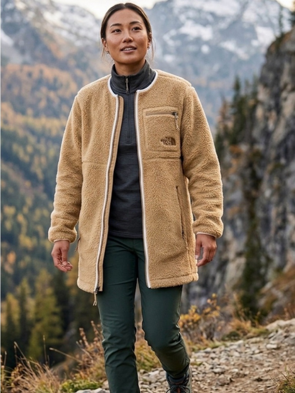 The North Face Khaki Extreme Deep Pile‎ Coat xs